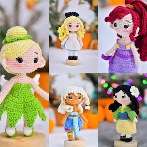 Bundle5 PDF Files Amigurumi doll pattern crochet Princess Amigurumi doll in English (US terms)