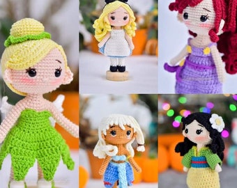 Bundle5 PDF Files Amigurumi doll pattern crochet Princess Amigurumi doll in English (US terms)
