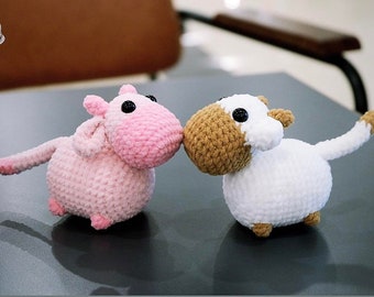 Modèle au crochet de mini vache, modèle peluche vache, modèle amigurumi taureau - modèle PDF à téléchargement immédiat - en anglais uniquement