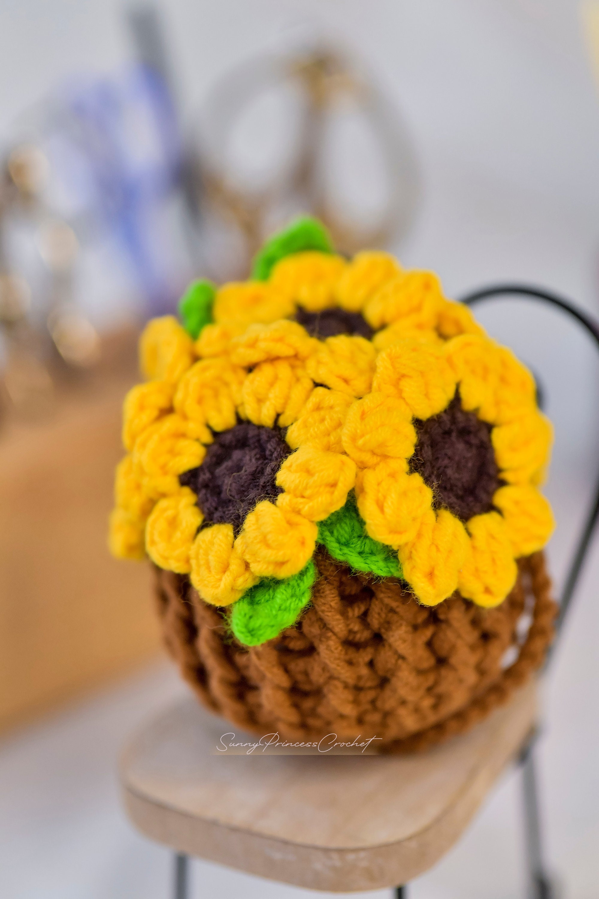 Girasole All'uncinetto Fai Da Te Con Ape – Pianta In Peluche – Decorazione Scrivania – Regalo Supporto Emotivo – Giallo - 6