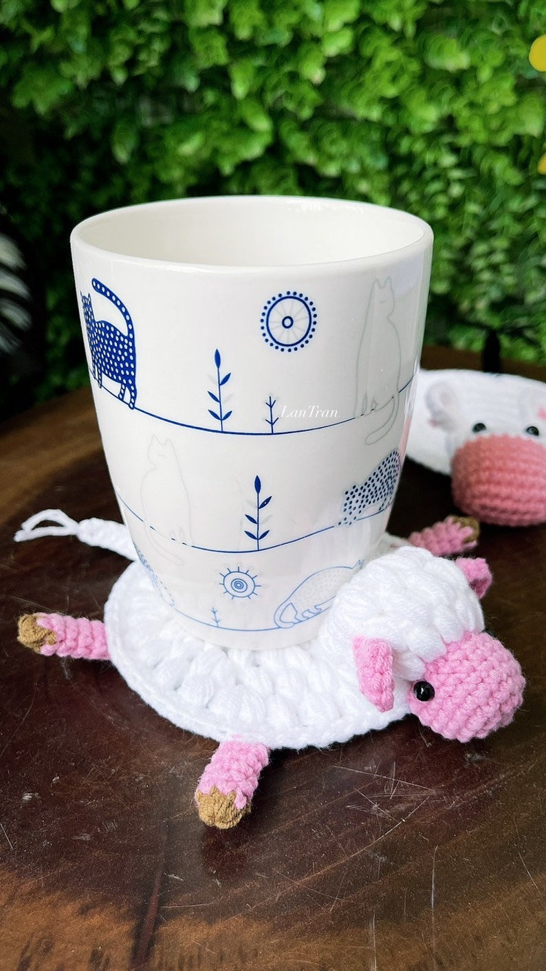 PDF Crochet Pattern Cute Little Sheep Animal Coaster image 4