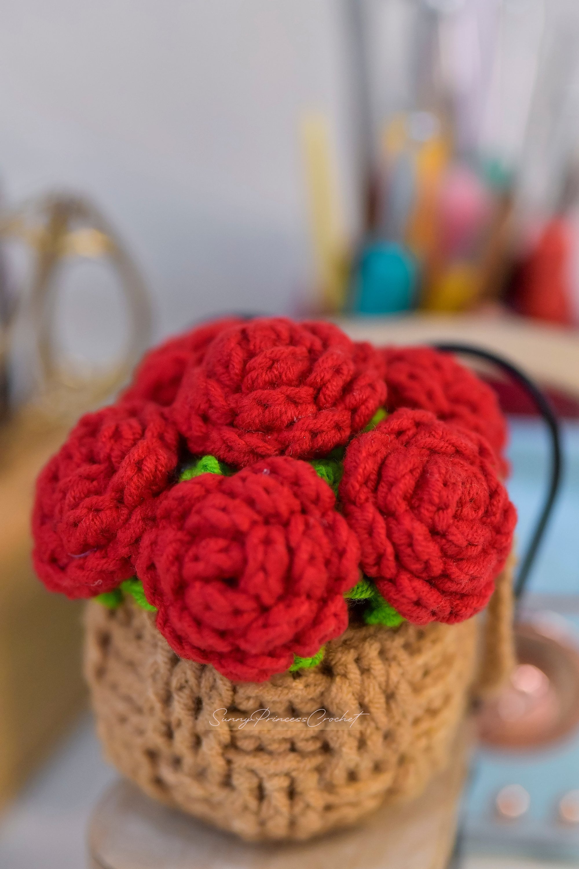 トップス Andmary Rosie flower knit tops red ANDMARY】Rosie flower knit tops