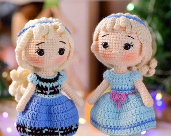 PDF File Amigurumi Ice Princess doll pattern crochet Princess Amigurumi doll in English (US terms)