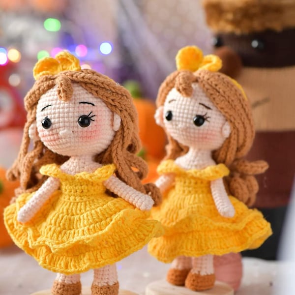 PDF File Amigurumi doll pattern crochet Princess Amigurumi doll in English (US terms)