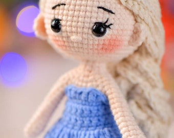 PDF File Amigurumi Ice Princess doll pattern crochet Princess Amigurumi doll in English (US terms)