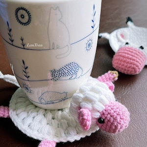 PDF Crochet Pattern Cute Little Sheep Animal Coaster image 5