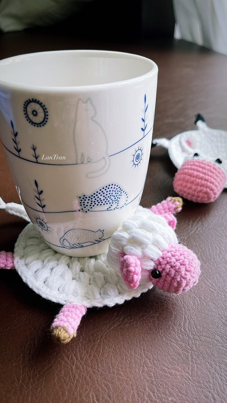 PDF Crochet Pattern Cute Little Sheep Animal Coaster image 5