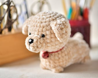 PDF File low sew Amigurumi Golden Retriever Dog crochet Amigurumi / Amigurumi Dog Plushie Pattern(US terms) - instance download