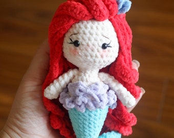 PDF File Amigurumi Ariel doll pattern crochet Princess Amigurumi doll in English (US terms)