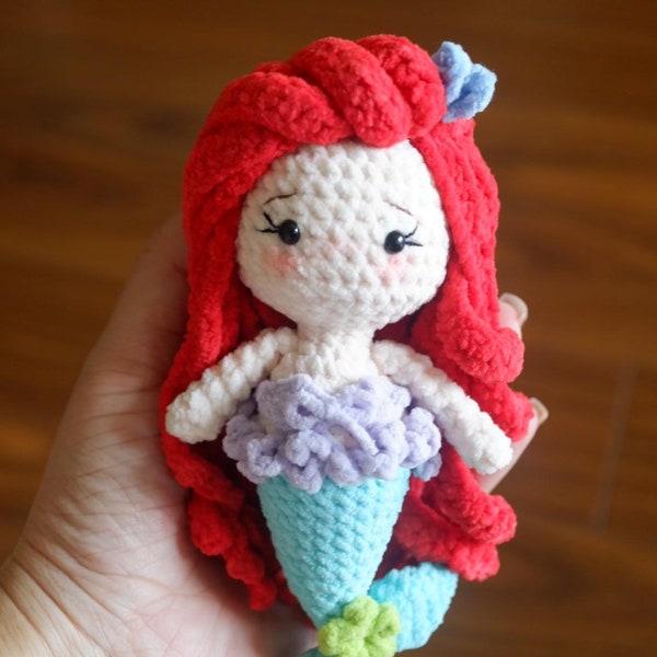 PDF File Amigurumi Ariel doll pattern crochet Princess Amigurumi doll in English (US terms)