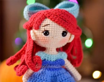 Archivo PDF Amigurumi Ariel muñeca patrón crochet Princesa Amigurumi muñeca en inglés (términos de EE. UU.)