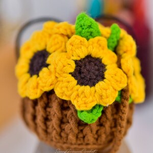 Patrón de crochet de girasol de 8 pétalos, patrón de maceta de crochet, planta colgante de canasta de girasol, perchas de crochet imagen 8
