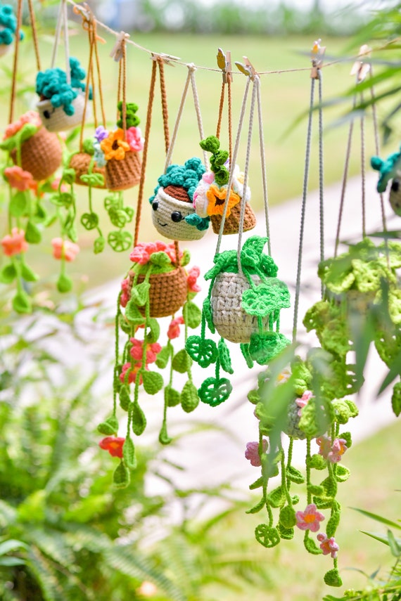  Crochet Hanging Plant for Car, Cute Car Plant