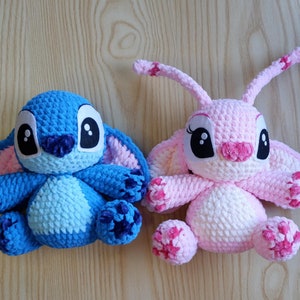 Digitale 2in1 dikke Amigurumi Stitch en Angel patroon haaksteek Amigurumi in het Engels (Amerikaanse termen)