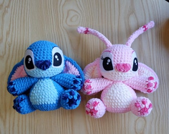 Digital 2in1 chunky Amigurumi Stitch and Angel pattern crochet Stitch Amigurumi in English (US terms)