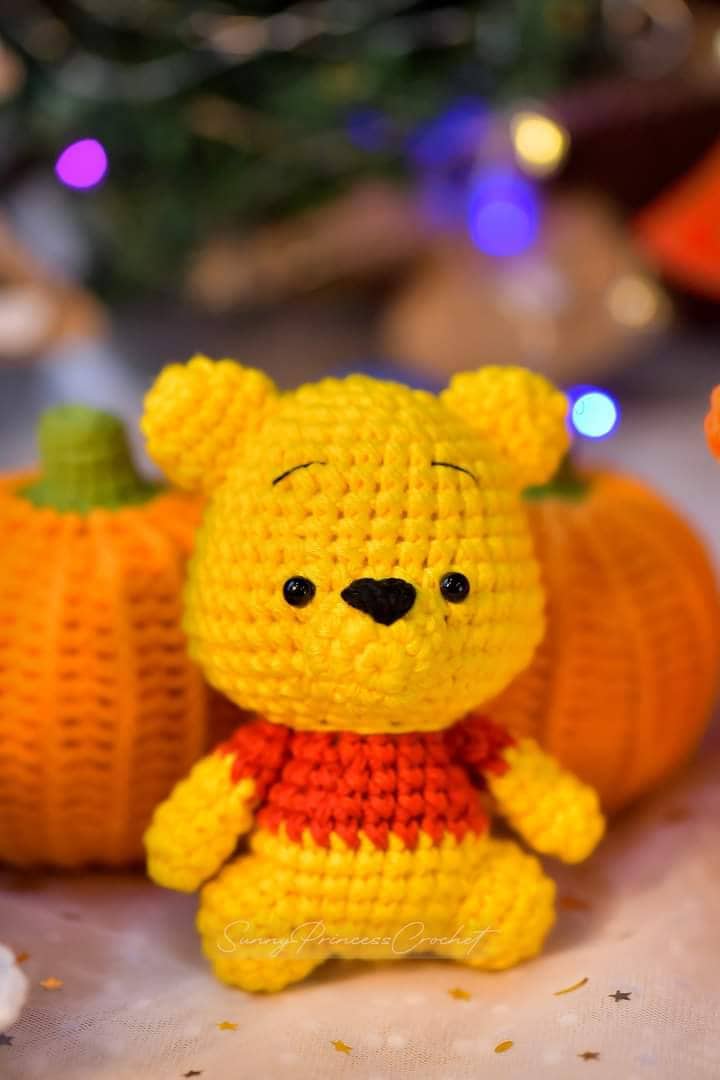 Crochet Pooh Bear Plushie Keychain 100% Cotton Blend Cute -  Denmark