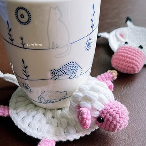 PDF Crochet Pattern Cute Little Sheep Animal Coaster image 6