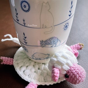 PDF Crochet Pattern Cute Little Sheep Animal Coaster image 3