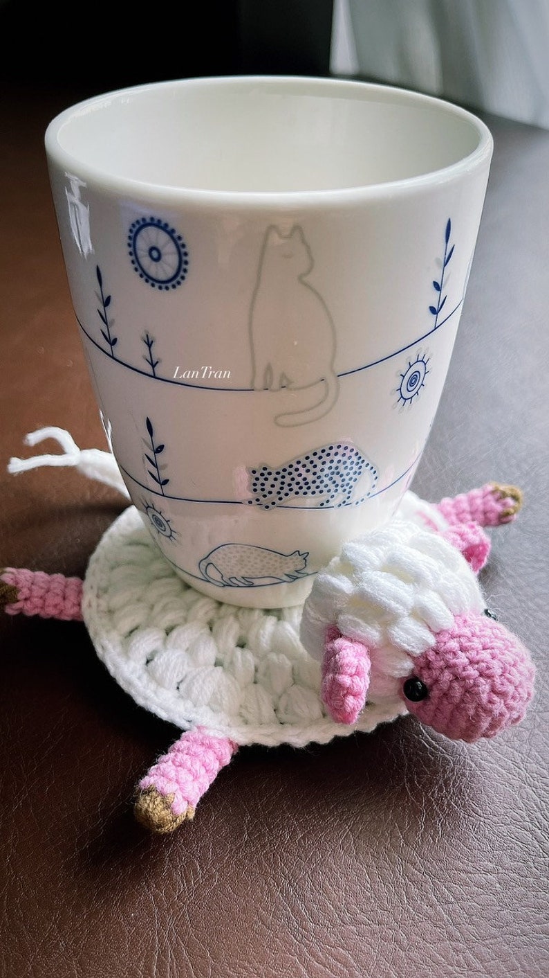 PDF Crochet Pattern Cute Little Sheep Animal Coaster image 3