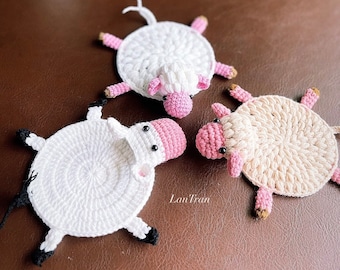 Bundle 4 in 1 PDF Crochet Pattern Cute Animal Coaster
