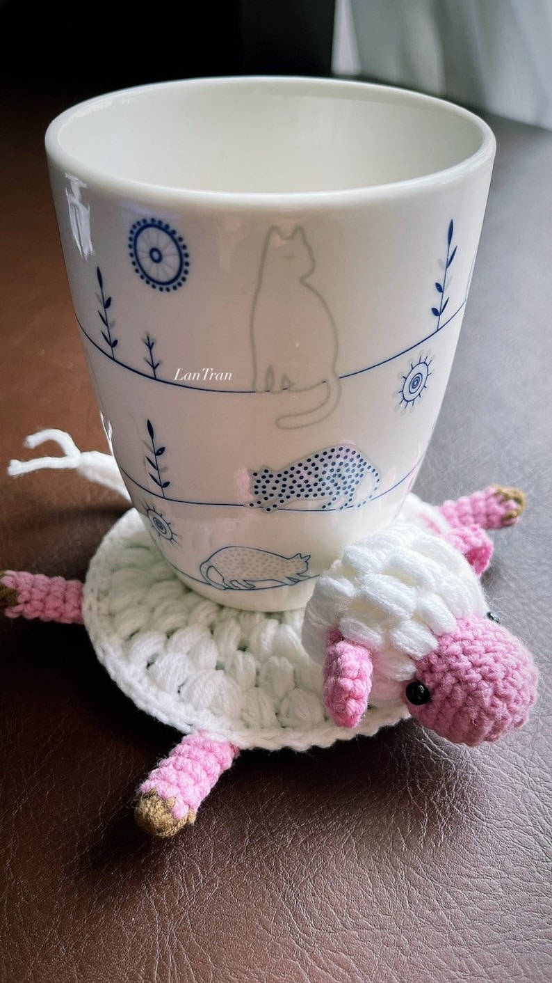 PDF Crochet Pattern Cute Little Sheep Animal Coaster image 7