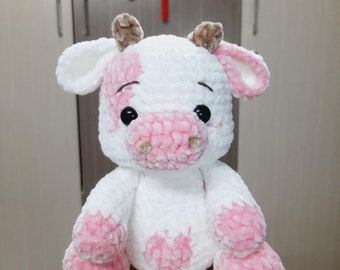 Moo The Strawberry Cow crochet pattern, Cow Plush Pattern, Bull Amigurumi Pattern - instant download PDF pattern - English only