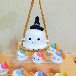 PATRÓN PDF 2 en 1 Llavero Fantasma de Ganchillo Amigurumi, Fantasma de Halloween en patrón de columpio Solo en inglés - término de EE. UU. imagen 3