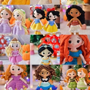 Bundle 18 PDF Files Amigurumi doll pattern crochet Princess Amigurumi doll in English (US terms)