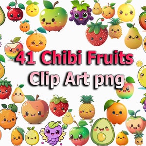 Chibi Fruits Clipart in PNG format instant download for commercial use / 41 png clip art