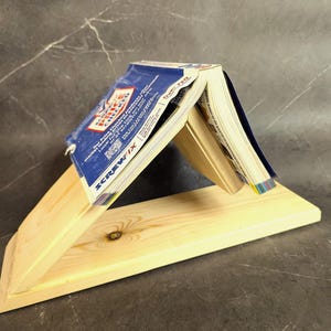 Handcrafted Wooden Book Stand | Minimalist Cookbook Holder | Rustic Tablet Display | Triangle Book Rest