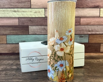 Floral Wildflower Thermal Tumbler: 20 oz Stainless Steel Travel Cup