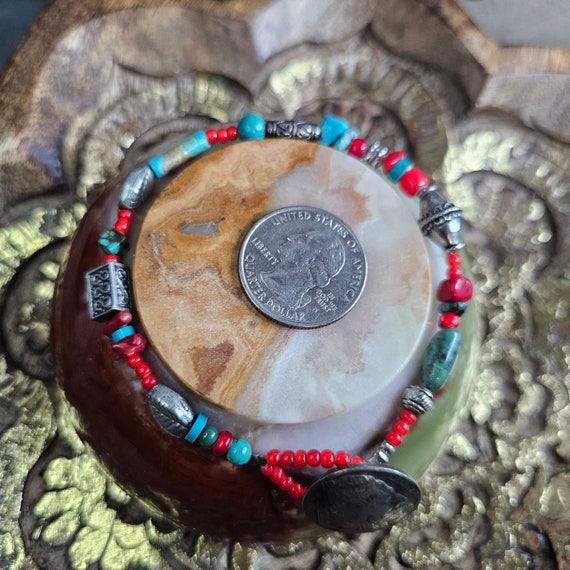 vintage Buffalo Nickel clasp bracelet with genuin… - image 4