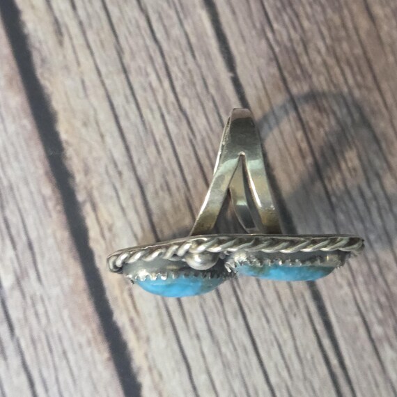 Native American double turquoise ring - image 6
