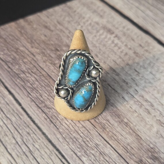 Native American double turquoise ring - image 3
