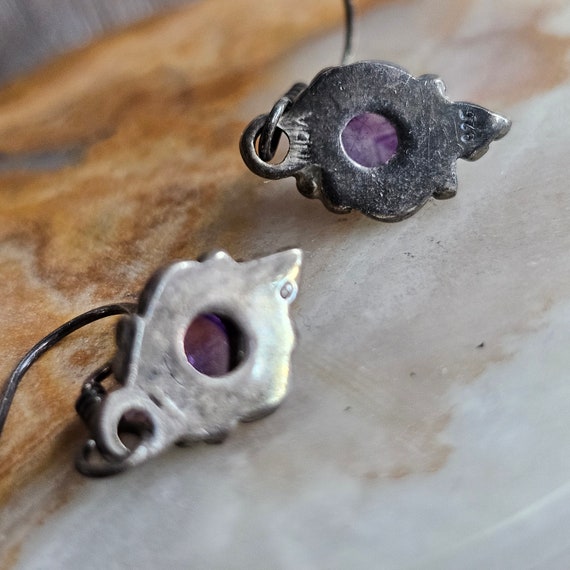 Vintage amethyst sterling squash blossom earrings - image 4