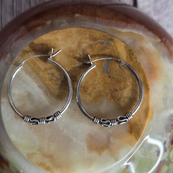 sterling silver Bali hoops - image 3