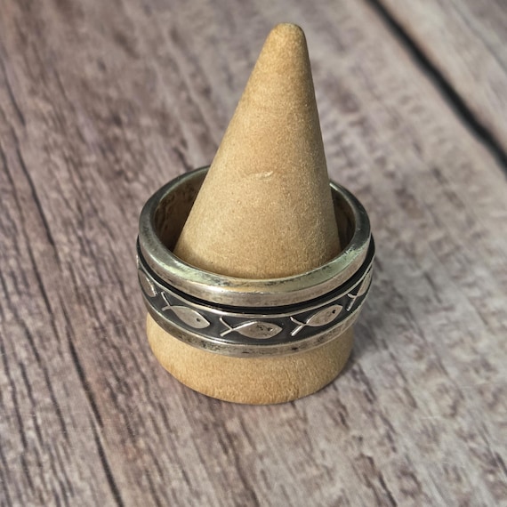 Sterling silver fish spinner ring - image 1