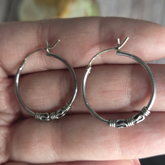 sterling silver Bali hoops - image 6