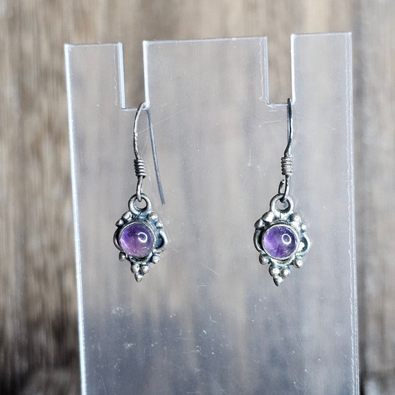 Vintage amethyst sterling squash blossom earrings - image 7