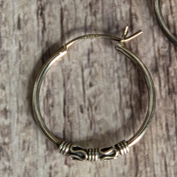 sterling silver Bali hoops - image 2