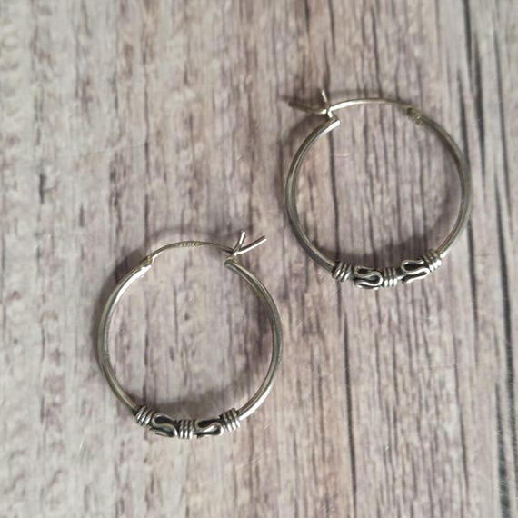 sterling silver Bali hoops - image 1