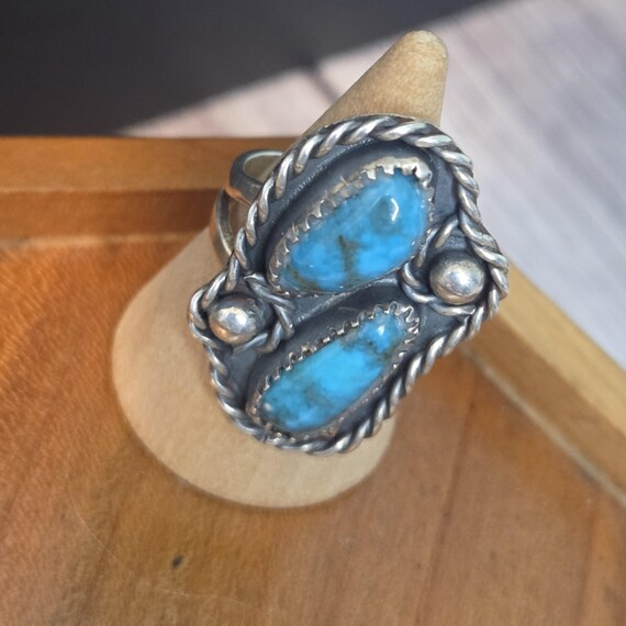 Native American double turquoise ring - image 9