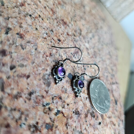 Vintage amethyst sterling squash blossom earrings - image 3