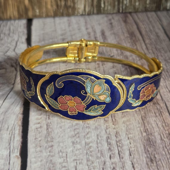 80s cloisonne bracelet hinged - Gem