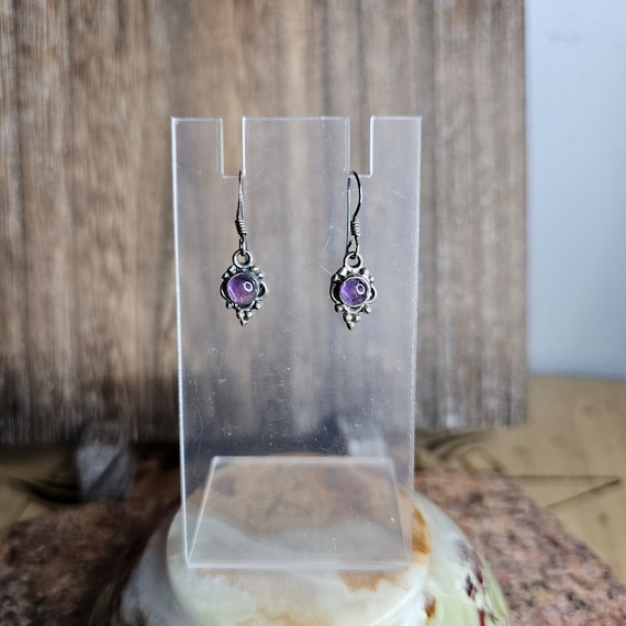 Vintage amethyst sterling squash blossom earrings - image 1