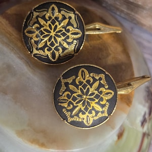 vintage Damascene Toledo Spain cufflinks
