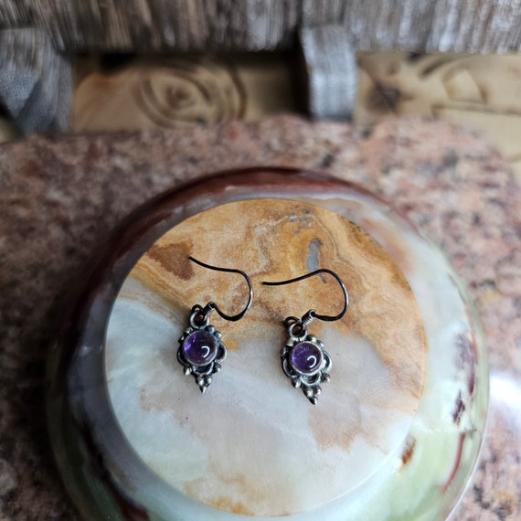 Vintage amethyst sterling squash blossom earrings - image 6