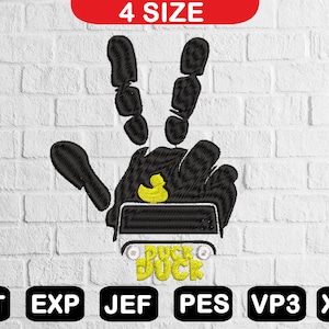 Duck Duck Peace Hand Offroad Embroidery Design, 4x4 Duck Duck Wave Embroidery Machine Files, Digital Download, 4 Size