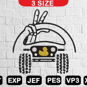 Duck Duck Embroidery Machine Files, 4x4 Offroad Embroidery Design, Modern Embroidery Design, Instant Download