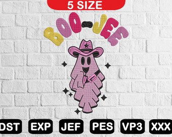 Boo-Jee Embroidery Machine Files, Halloween Ghost Embroidery, Retro Pink Embroidery, Machine Embroidery, Pes, Jef, Vp3, Dst, Exp EMB0009